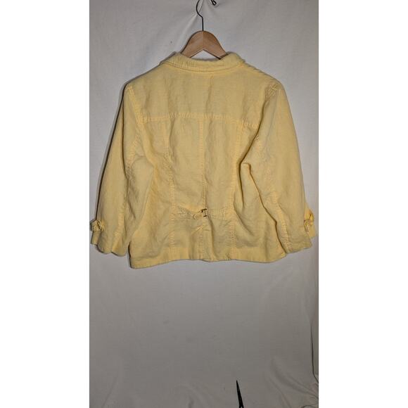 Studio Works Womens Linen Blazer Sz XL Butter Yellow Coastal Resort Beach - Picture 4 of 6